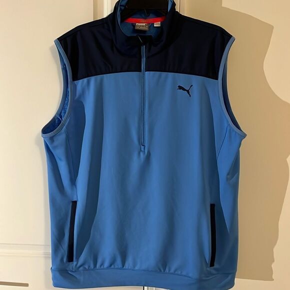 PUMA UNC North Carolina Tar Heels Colors PWRWarm Pullover Golf Wind VEST Jacket - Picture 1 of 4